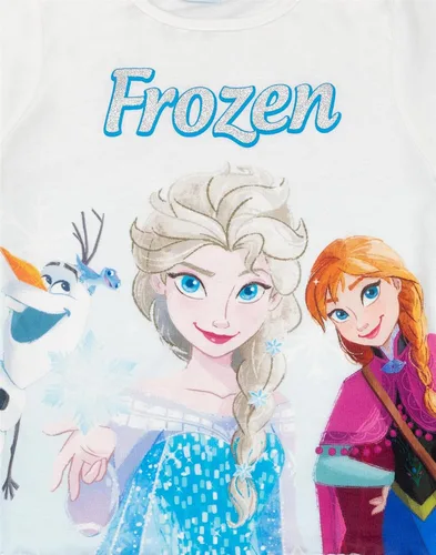 Vista 3 de Disney Conjunto de pijama para niñas de Frozen Camiseta y pantalones cortos azules para niños Conjunto de regalo de pijama de aventura helada