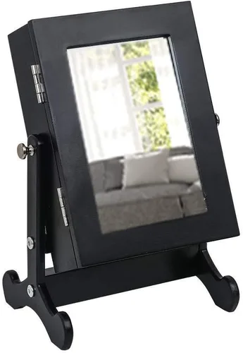 Vista 2 de FRITHJILL Pequeño Armario de Joyería, Caja de Almacenamiento de Joyería, Mini Mesa Organizador de Joyería Inclinante, Negro