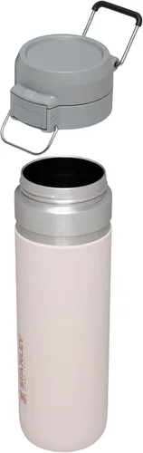 Vista 3 de Stanley Quick Flip GO - Botella de agua de 24 onzas Tapa con botón pulsador A prueba de fugas y empacable para viajes y deportes Acero