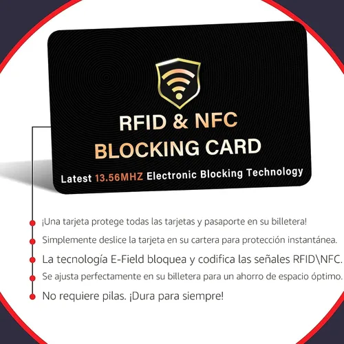 Vista 6 de SaiTech IT Paquete de 2 tarjetas de bloqueo RFID para tarjeta de Protector bloqueador RFID NFC sin contacto, delgado y antirrobo, cabe fácilmente