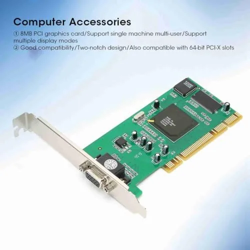 Vista 8 de Tbest Tarjeta gráfica de 8 MB, tarjeta gráfica VGA PCI 8 MB 32 bits computadora de escritorio accesorios multi pantalla para Rage XL