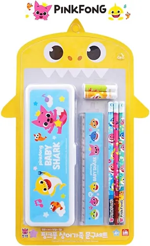 Vista 2 de Baby Shark Family - Juego de papelería escolar todo en uno: 7 piezas, 1 juego (1 juego al azar)