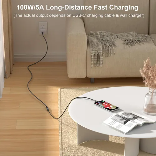 Vista 2 de OKRAY - Cable de extensión USB C de 3.3 pies USB 3.2 tipo C macho a hembra, carga rápida de 100 vatios/transferencia de datos de 10 Gbps/4K a 60 Hz