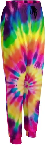 Vista 3 de Losturban Pantalones deportivos unisex de teñido anudado para adultos, pantalones 70S 80S, pantalones hippie para hombre y mujer