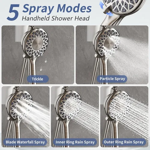 Vista 7 de SINGSUO Filtered Rain Shower Head with Handheld Spray Combo, High Pressure Dual Shower Head with Filter for Hard Water, Modern Magnetix Double