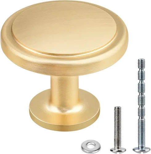 Vista 15 de WEAVERBIRD Paquete de 2 pomos redondos negros para gabinete, pomos modernos de aleación de zinc de 1-1/4 pulgadas para armarios de cocina, puertas
