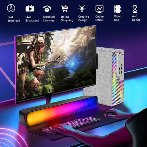 Vista 4 de Dell Computadora de escritorio para juegos RGB, Intel Quad Core I5-6500 hasta 3.6 GHz, Radeon RX 550 4G, 16 GB DDR4, 1 TB SSD, teclado y mouse RGB