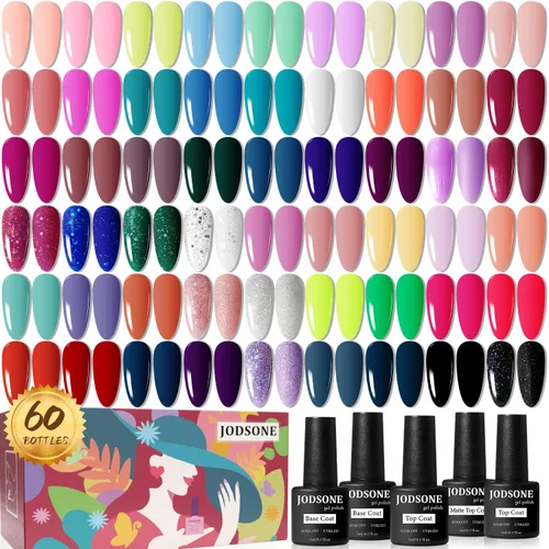 Vista 19 de JODSONE - Juego de 100 esmaltes de uñas de gel (5 ml cada uno) con capa base que no se limpia, capa de base que se borra y capa superior mate