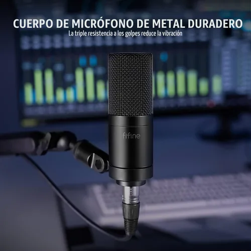 Vista 5 de FIFINE - Micrófono XLR, micrófono de condensador para podcast con grabación, vocal, voz en off, transmisión, podcast, canto, micrófono de estudio