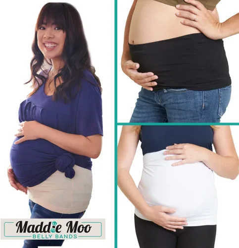 Vista 2 de Bandas para el vientre: disponibles en 8 tamaños y 7 colores. Extensor de camisa de maternidad y posparto, 3 paquetes para todas las etapas