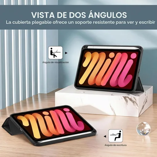 Vista 4 de ProCase Smart Case for iPad mini 7 A17 Pro 2024/Mini 6 2021 8.3" -Black