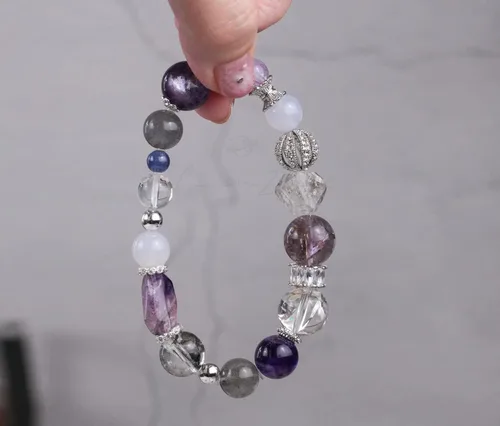 Vista 78 de Precious Gemstone Natural Crystal Healing Bracelet, Rutilated Quartz, Moonstone, Quartz Handmade Original Design Bracelet