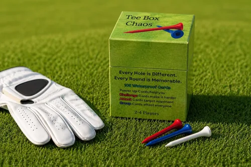 Vista 6 de Tee Box Chaos Juego de cartas de golf, 18 hoyos de diversión, tarjetas de golf impermeables para golfistas, regalos de golf para hombres, accesorios