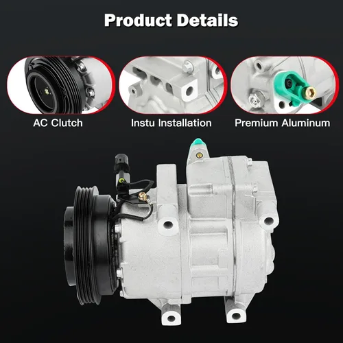 Vista 3 de CCIYU Compresor de aire acondicionado con embrague A/C compresor de aire para coche 2006-2012 para Dodge Attitude 1.6L Compresor de aire