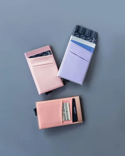 Vista 45 de VULKIT Card Holder with Money Pocket Pop Up Wallet RFID Blocking Slim Metal Bank Card Case Holds 5 Cards and Notes
