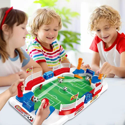 Vista 5 de Mini juego de mesa de futbolín para niños: juguete de regalos de fútbol para niños de 3, 4, 5, 6, 7, 8 a 12 años, juegos de mesa de fútbol deportivo