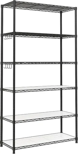 Vista 9 de SONGMICS Estante de almacenamiento, estantería de alambre de metal, estantes ajustables, para garaje, dormitorio, sala de estar, cocina, despensa, 3