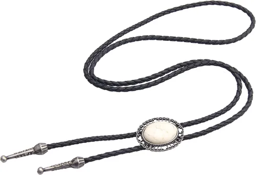 Vista 113 de Jeilwiy Corbata de bolo para hombre, corbata de vaquero occidental, collar de corbata de bolo dorado, corbata de cuero, corbata de Halloween