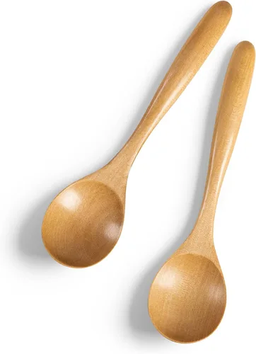 Vista 23 de 2 PCS Cucharas de Madera para Miel, Cucharas de Madera Pequeñas de 6.7 Pulgadas - Excelentes para Té, Café y Sopa, Pequeño Juego de Cucharas de Mesa