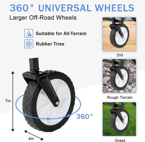 Vista 6 de Carro plegable de gran capacidad para exteriores, carrito de comestibles plegable resistente con ruedas universales y mango ajustable, carrito