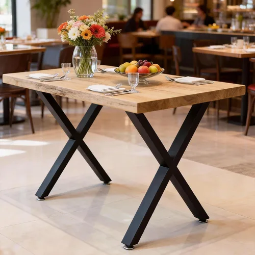 Vista 8 de Juego de 4 patas de metal para mesa de comedor de 28 pulgadas, patas de escritorio con marco en X de acero resistente con patas ajustables