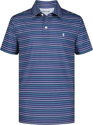 Vista 26 de Izod Boys' Performance Golf Grid Short Sleeve Stretch Collared Polo Shirt Atomizador Raya Azul
