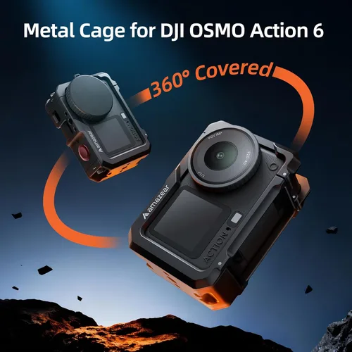 Vista 2 de AMAZEAR Funda protectora de metal para accesorios DJI Osmo Action 6, jaula multifunción Action6 Pro, carcasa de aluminio más fuerte con tapas