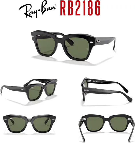 Vista 7 de Ray-Ban State Street RB2186 - Lentes de sol cuadrados para hombre y mujer + paquete con kit de gafas de diseñador iWear