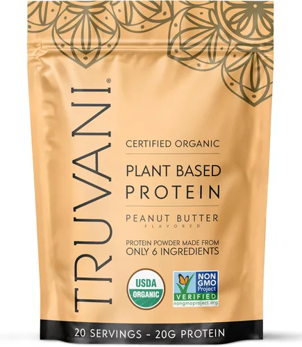 Vista 18 de Truvani Proteína en polvo de guisante vegana Banana Canela 20g de proteína vegetal orgánica 20 porciones Keto Sin gluten ni lácteos Bajo