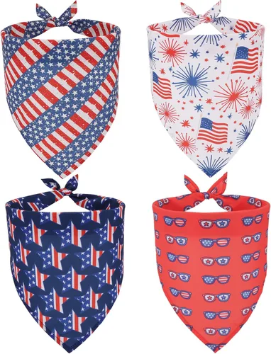 Vista 9 de ADOGGYGO Paquete de 4 Bandanas de Pascua para Perro, Bufanda Triangular para Perro, Patrón de Huevo de Pascua de Conejo, Bandana para Mascotas