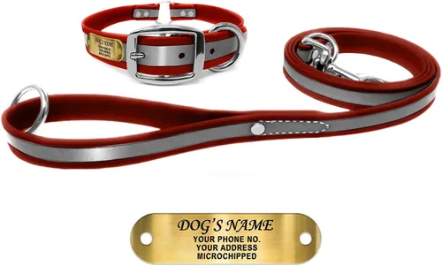 Vista 14 de Regal Dog Products Collar de perro reflectante negro pequeño con placa de nombre grabada personalizada y anillo central resistente Collares