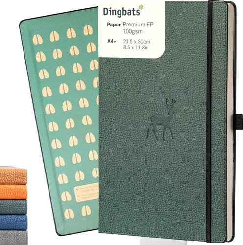 Vista 11 de Dingbats - Cuaderno extra grande con puntos de vida silvestre, ballena azul, A4, cuaderno de tapa dura, piel sintética, papel perforado, crema a