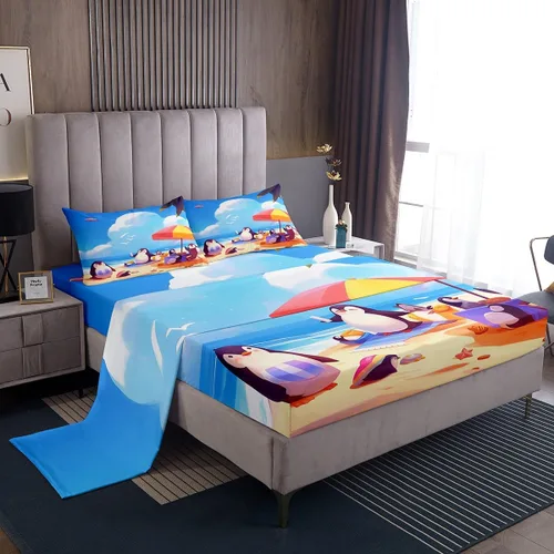 Vista 23 de Erosebridal Juego de sábanas de ballena náutica, tamaño individual, juego de ropa de cama vintage azul con ondas oceánicas para niños y niñas