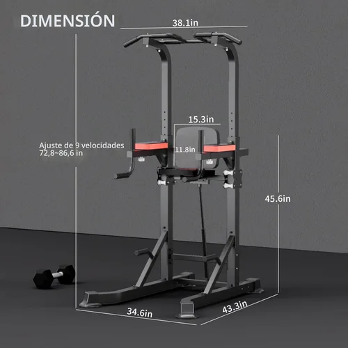 Vista 6 de KINGKANG Assistive Power Tower,Dip Station & Pull Up Bar for Home Gym Negro Gris