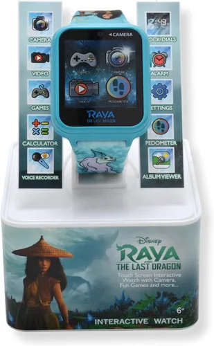 Vista 4 de Accutime Disney Raya the Last Dragon - Reloj inteligente educativo con pantalla táctil para niños niñas niños pequeños - Cámara para selfie