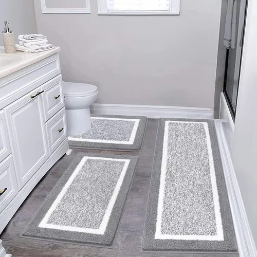 Vista 75 de Pauwer Juego de baño, alfombras de baño antideslizantes, alfombras de ducha absorbentes para suelo de baño, bañera y ducha, color azul aguamarina