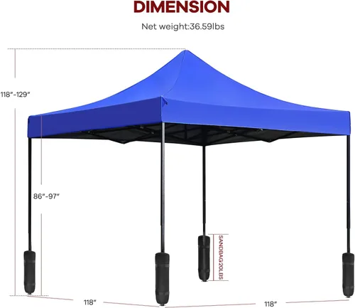 Vista 7 de NChanmar Toldo desplegable de 10 x 10 pies, tienda de campaña para exteriores, tienda de campaña plegable para fiestas con 1 bolsa de transporte, 4