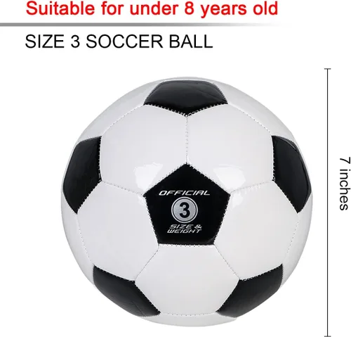 Vista 2 de Balón de fútbol para niños, tamaños 3, pelotas de fútbol tradicionales clásicas para jóvenes, perfectas para exteriores e interiores, partido