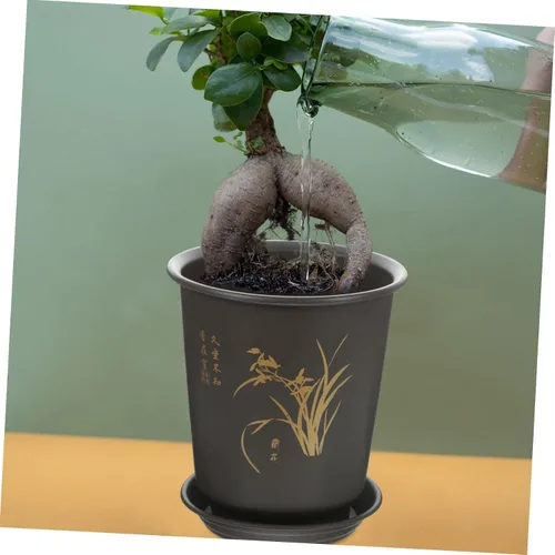 Vista 6 de 3 Pack Orchid Flower Pots with Tray, Plastic Indoor Planters