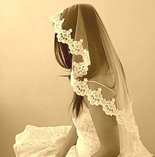 Vista 4 de Pampered novia blanco primera Comunión Mantilla velo 35x 28Headpiece