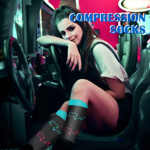 Vista 7 de Aoliks 78 pares de calcetines de compresión médica para mujeres y hombres, calcetines de apoyo hasta la rodilla para correr, enfermeras, viajes