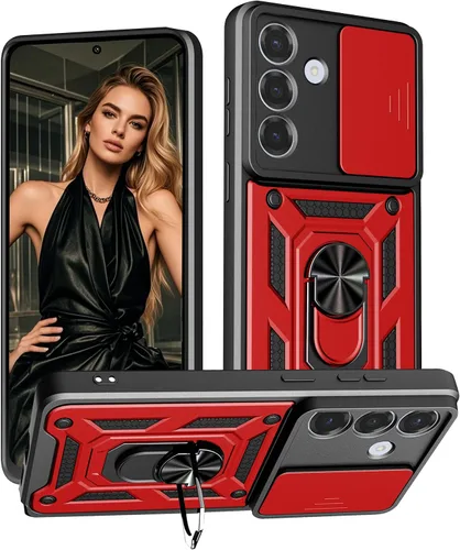 Vista 10 de Ysnzaq Funda para Samsung Galaxy S26, cubierta deslizante integrada para lente de cámara y soporte de anillo, funda protectora de grado militar a