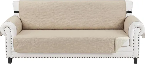 Vista 26 de CUCRAF Funda acolchada antideslizante para sofá, resistente al agua, protector de muebles para sofá de 1 cojín, apto para mascotas, funda de sofá