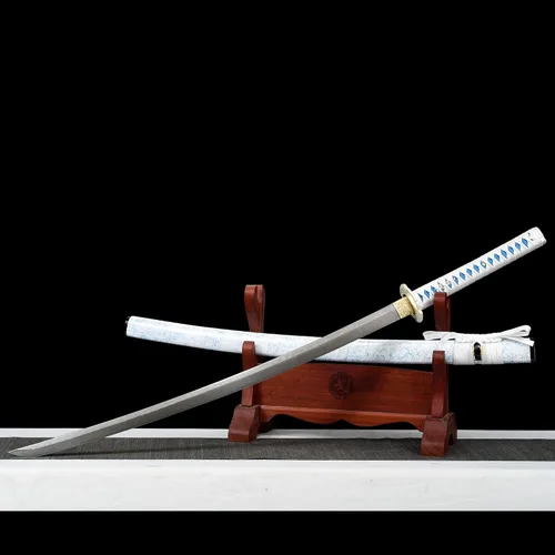 Vista 3 de Espada Katana Blanca Espadas Samurai Japonesas Reales