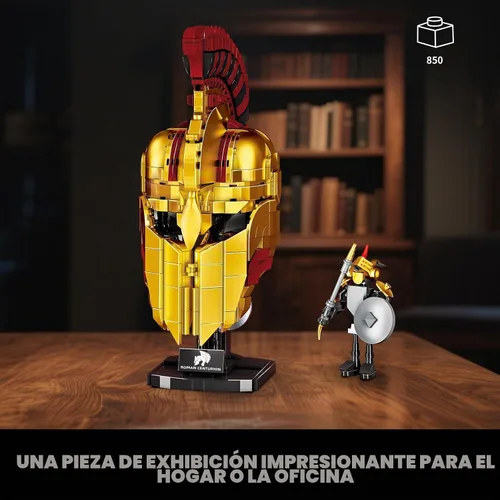 Vista 3 de Ideas Casco de Centurión Romano Juego de Construcción, Modelo de Exhibición para el Hogar de Casco de Soldado Genial Coleccionable, Compatible