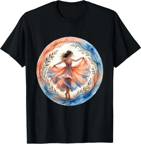 Vista 13 de Flowy Sundress Dancing in Ocean Breeze Design T-Shirt Purple