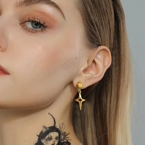 Vista 3 de U7 Stainless SteelBlack18K Gold Plated Personalized Gothic Skull Studs Earrings, Snake Stud Earrings, Goat Devil Earrings, Wolf Earrings Halloween
