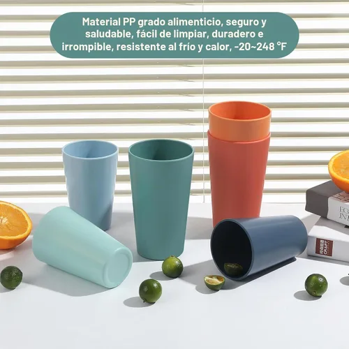 Vista 4 de Juego de 24 vasos de plástico irrompibles, vasos de plástico reutilizables de 20 onzas, vasos de agua apilables, vaso para beber para cocina