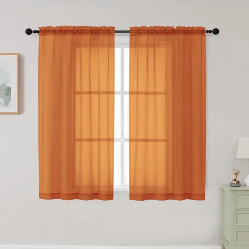 Vista 65 de 2 paneles de cortinas traslúcidas blancas para dormitorio, sala de estar, 96 pulgadas de largo, modernas, suaves, ligeras, con bolsillo para barra