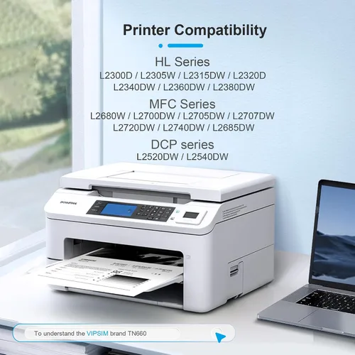 Vista 2 de Cartucho de tóner TN660 Brother para impresora - Reemplazo con Brother TN 660 TN-660 TN630 de alto rendimiento para usar con HL-L2380DW HL-L2320D